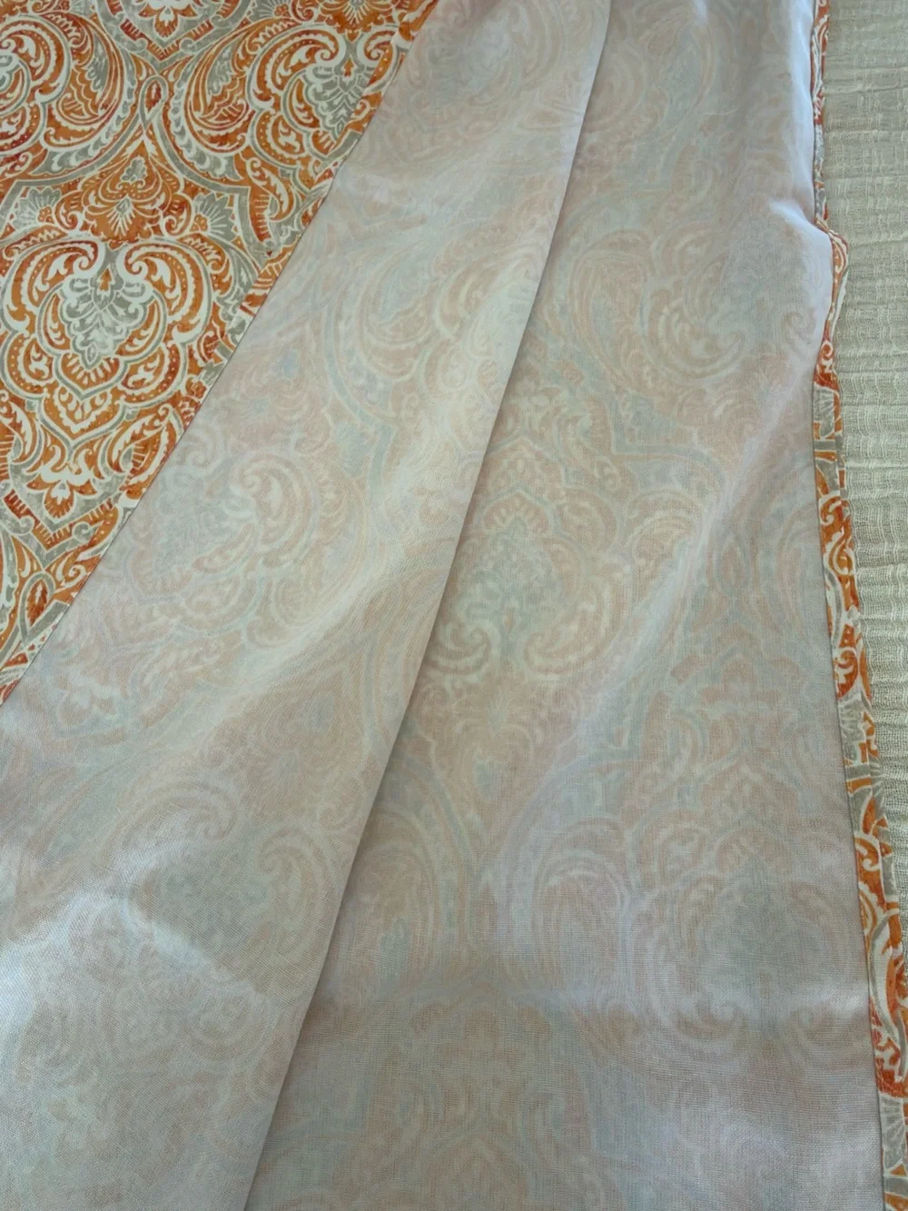 🍊☀️ Cynthia Rowley Orange & Taupe Large Rectangle Tablecloth ☀️🍂